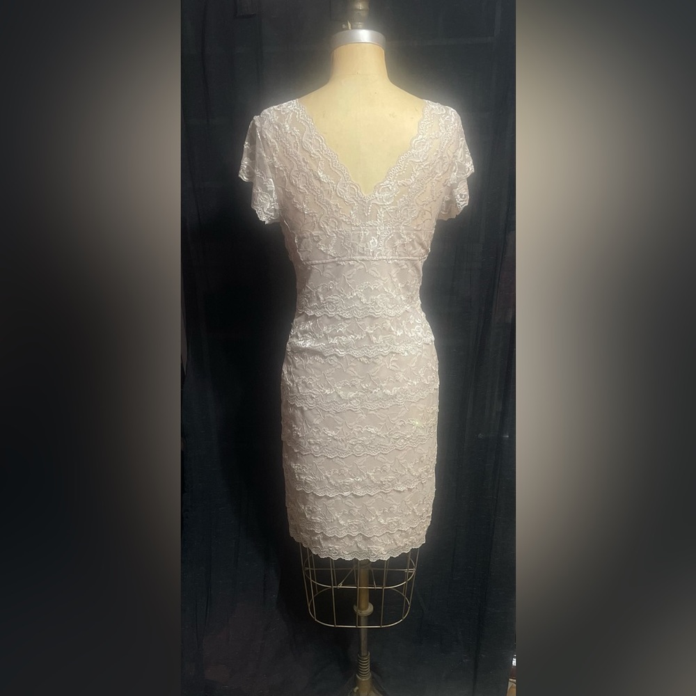 Beige / Cream lace dress with iridescent beads.
